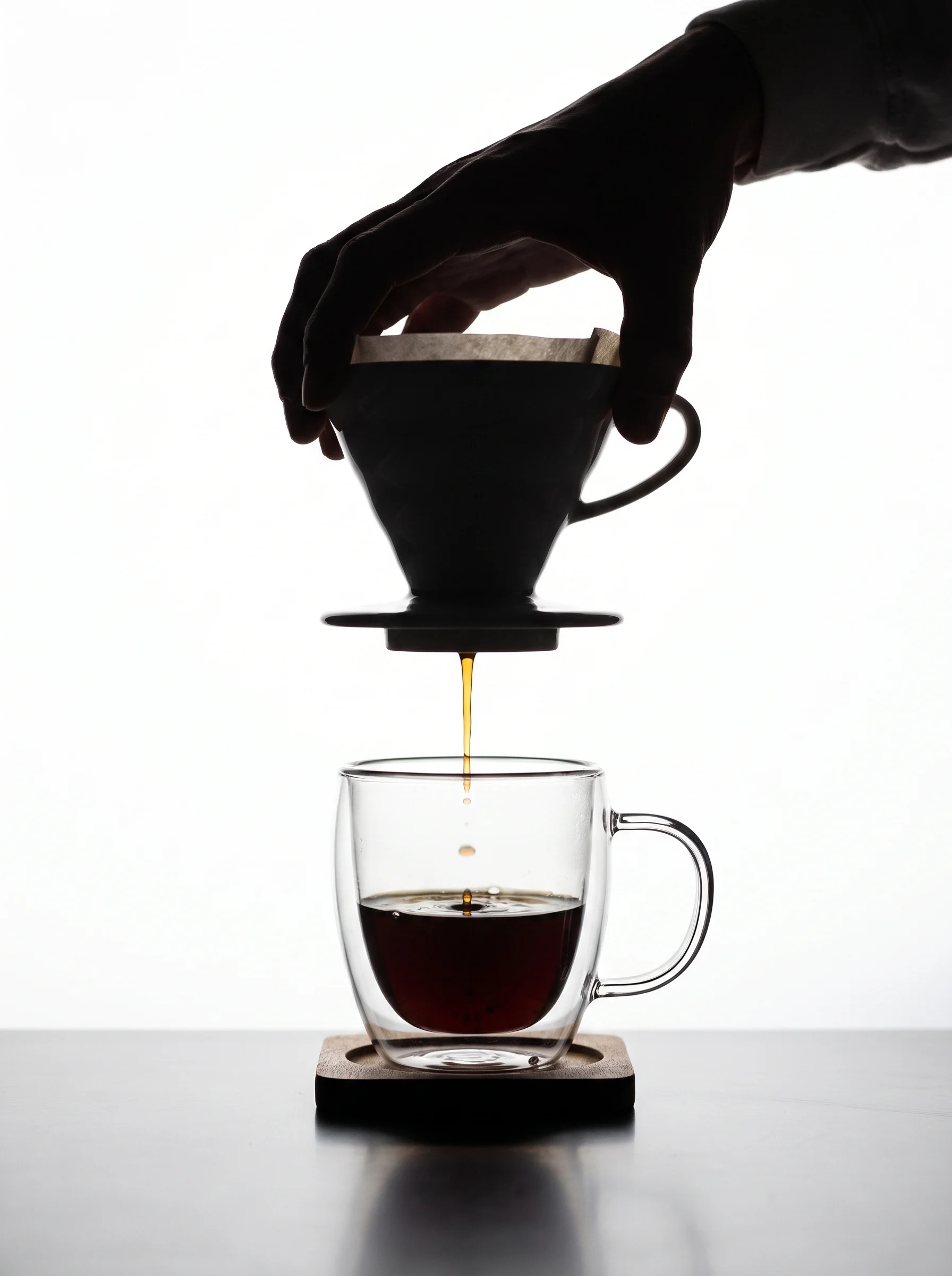 Coffee dripper pouring into a cup
